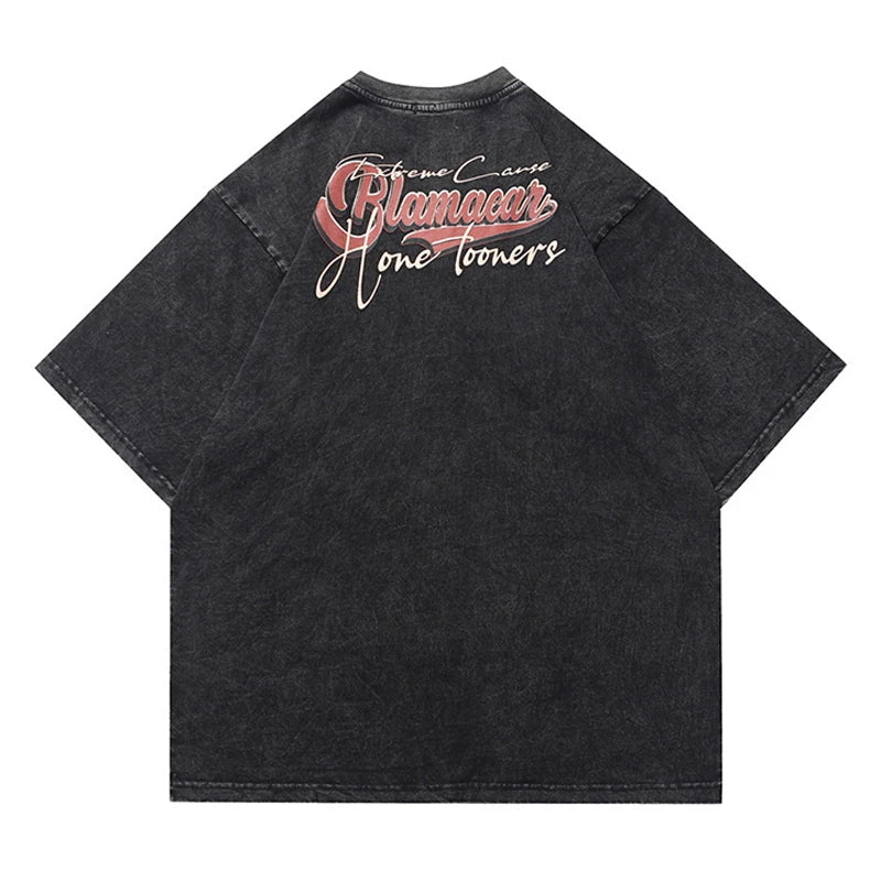 Oversize Vintage Landscape Printed T-Shirt