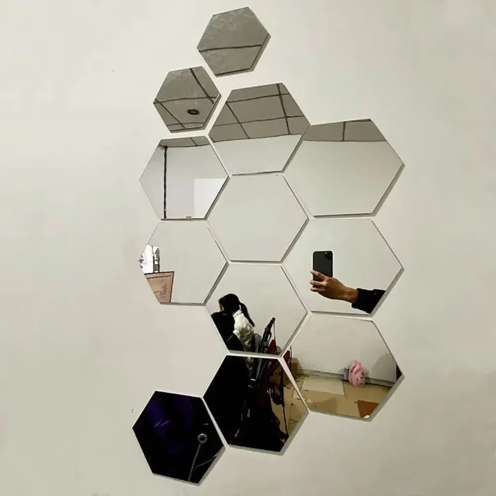 Hexagon 3D Mirror Wall Sticker