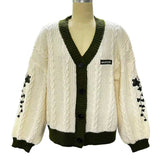 Grüner, bestickter Cardigan mit Knopfleiste