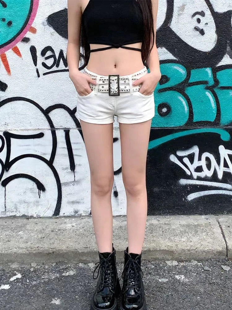 Y2K White Denim Mini Shorts