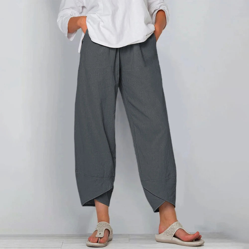 Old Money Linen Wide Leg Women Pants
