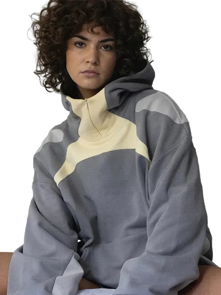 Y2K Irregular Patchwork Oversized Hoodie