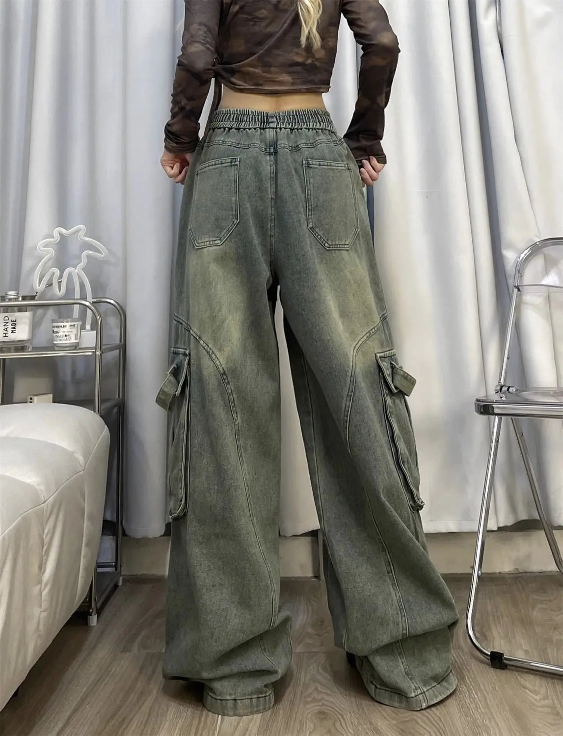 Straight Leg Multi-Pocket Cargo Jeans