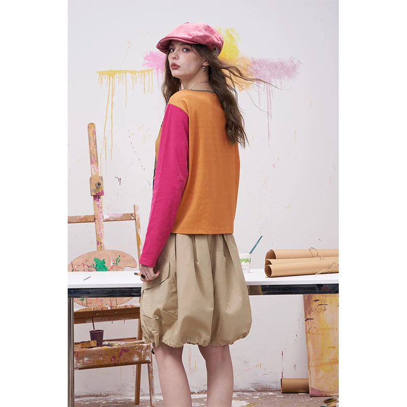 Novelty Colorful Sleeves Top