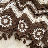 Handmade Knitted V-Neck Wavy Striped Crochet Sweater