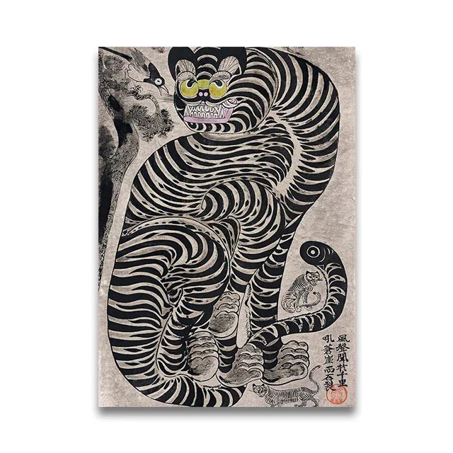 Japanese Vintage Tiger Cat Art Print