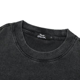 Retro Funny Graphic Washed Black T-Shirt
