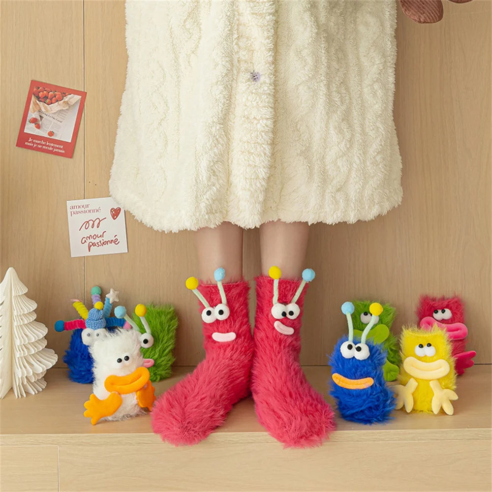 3D Funny Monster Cartoon Fuzzy Socks