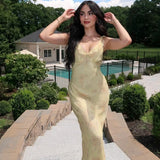 Y2K Vintage Floral Print Maxi Dress