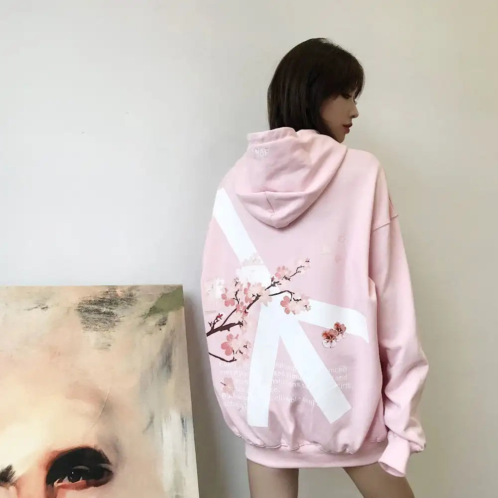 Cherry Blossom Print Oversized Hoodie