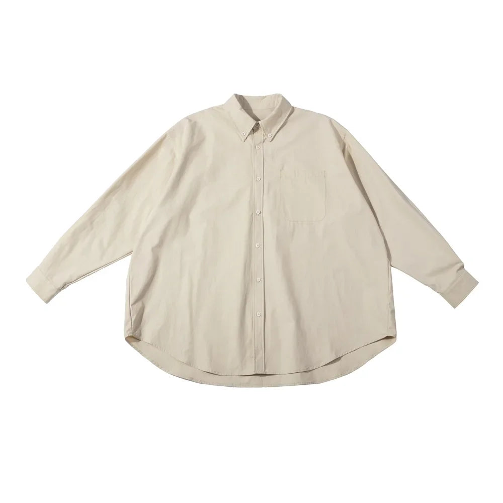 Camisa informal de algodón liso de corte holgado