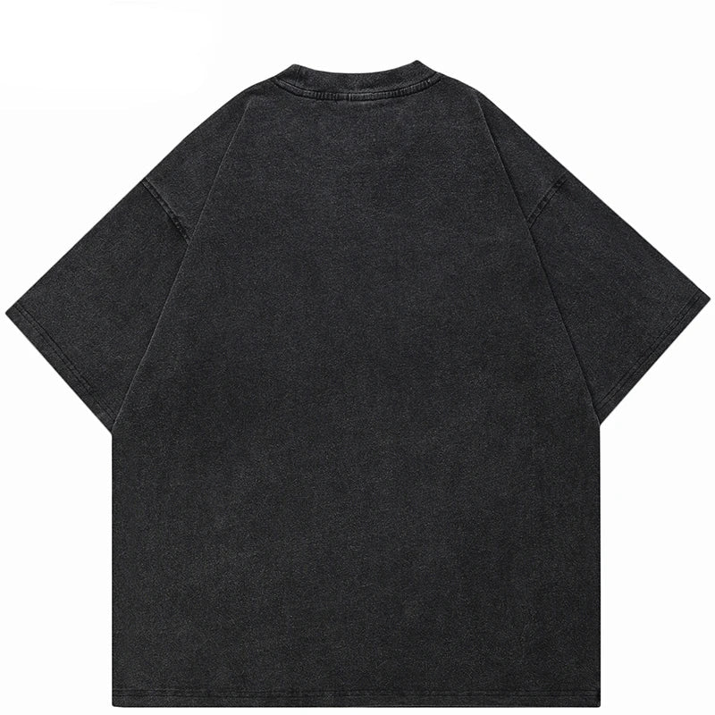 Washed Graffiti Printed Oversized T-Shirt