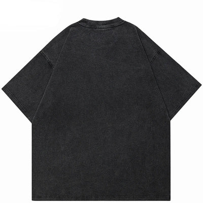 Washed Graffiti Printed Oversized T-Shirt