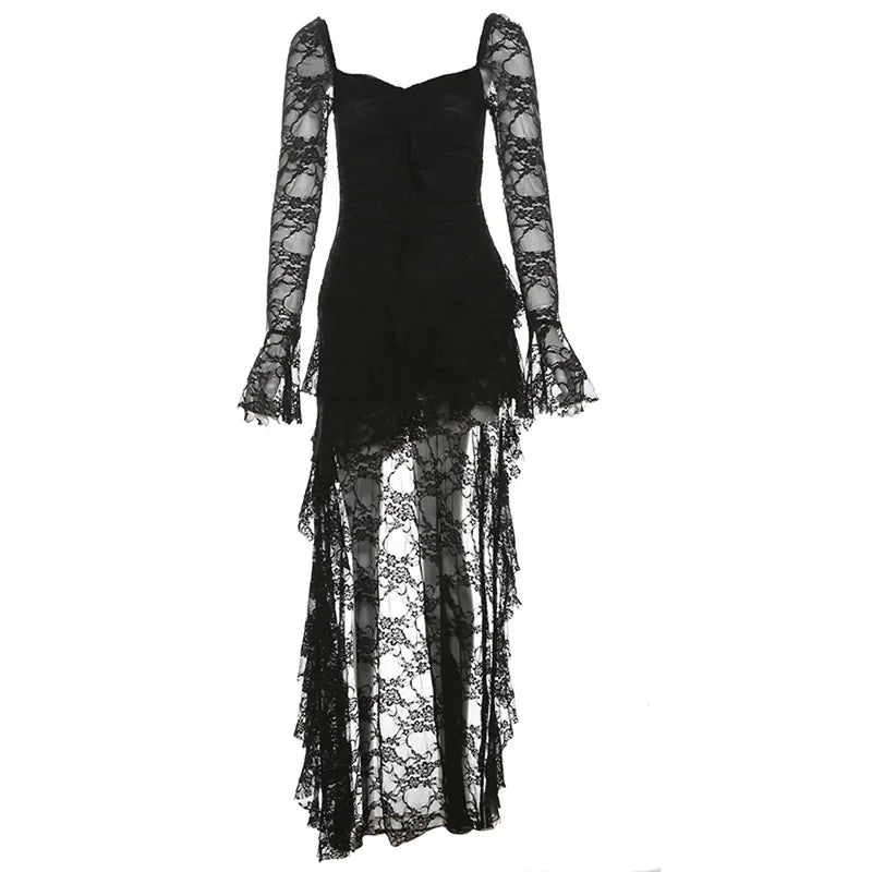Gothic Lace Flare Sleeve A-line Dress