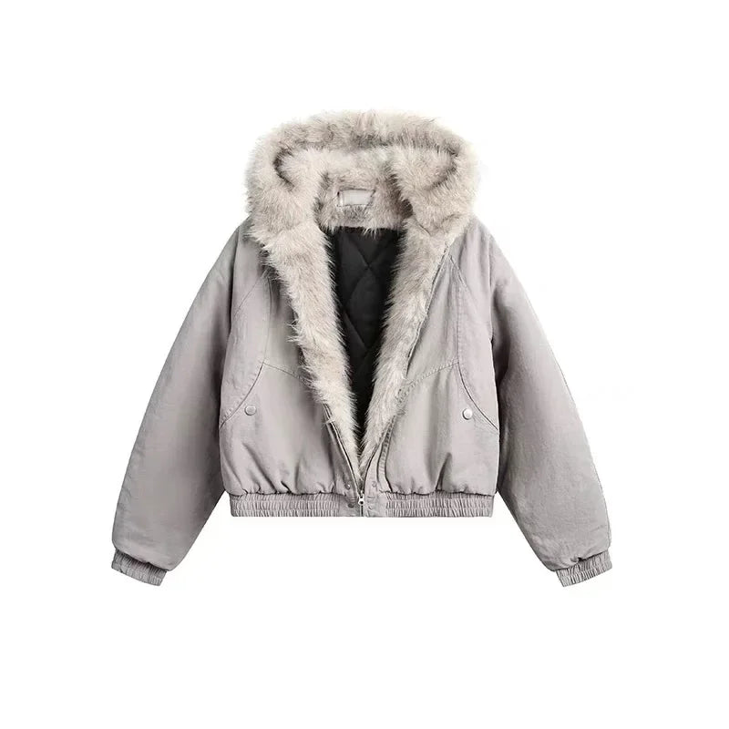 Faux Furr Thickened Zip Up Hoodie