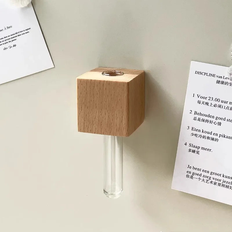 Vintage Wooden Test Tube Vase