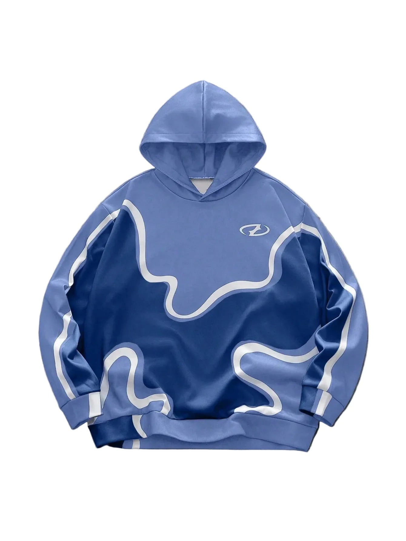 Sudadera con capucha abstracta con estampado de ondas Y2K