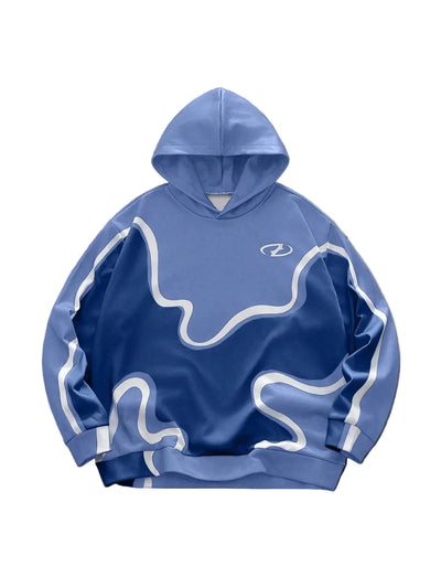 Y2K Wave Print Abstract Hoodie