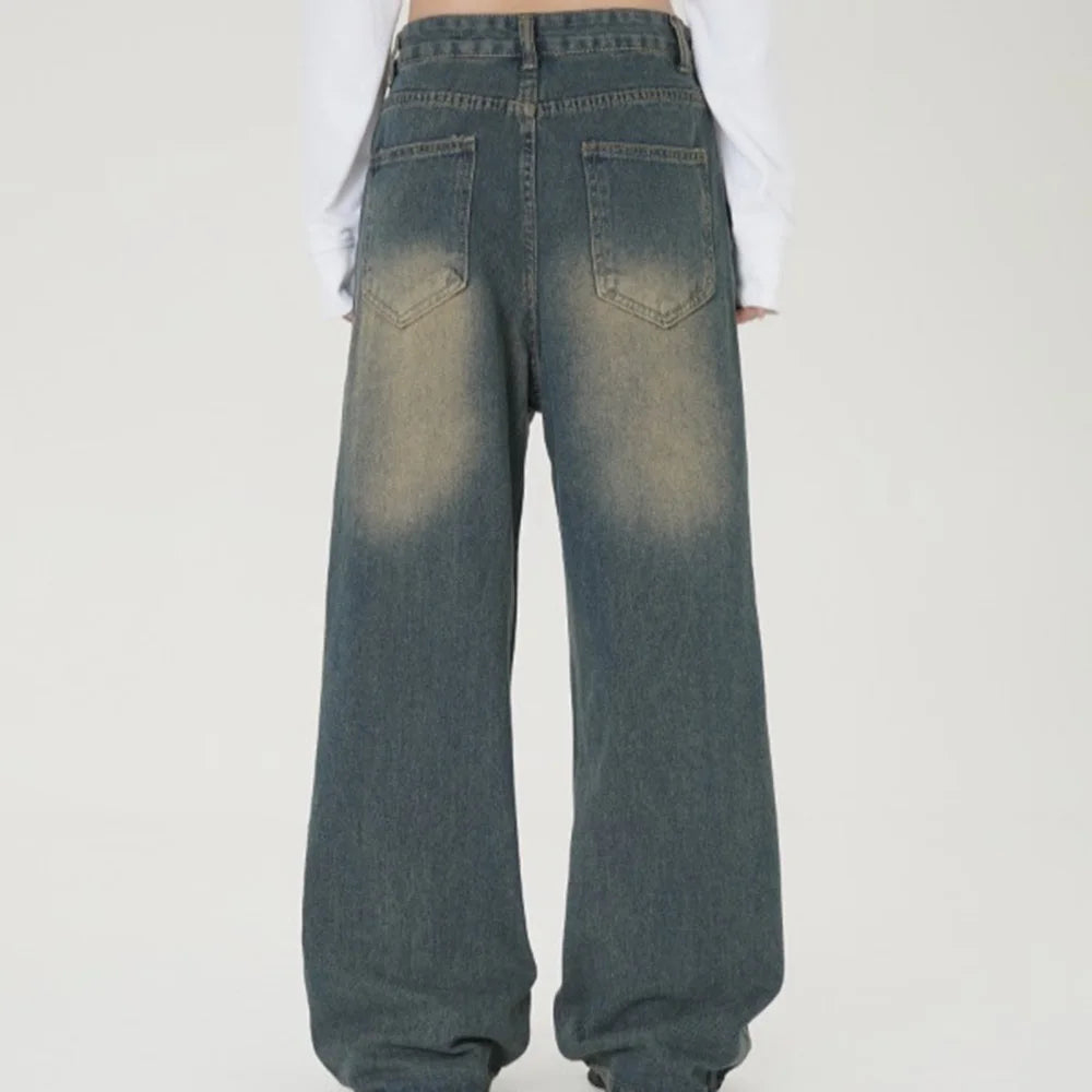 Solid Color Wide Leg Jeans