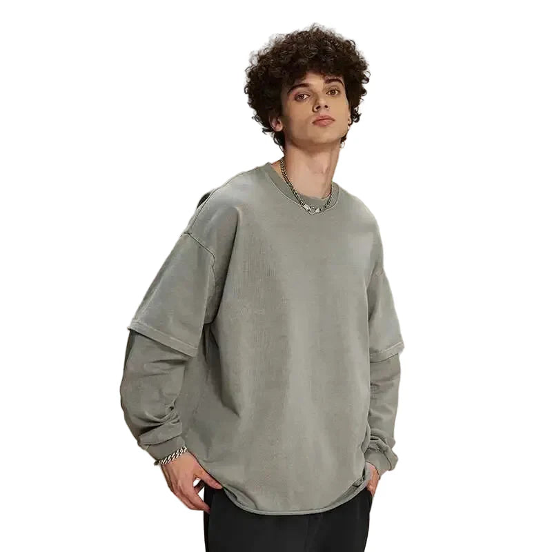 Curled Edge Round Neck T-Shirt