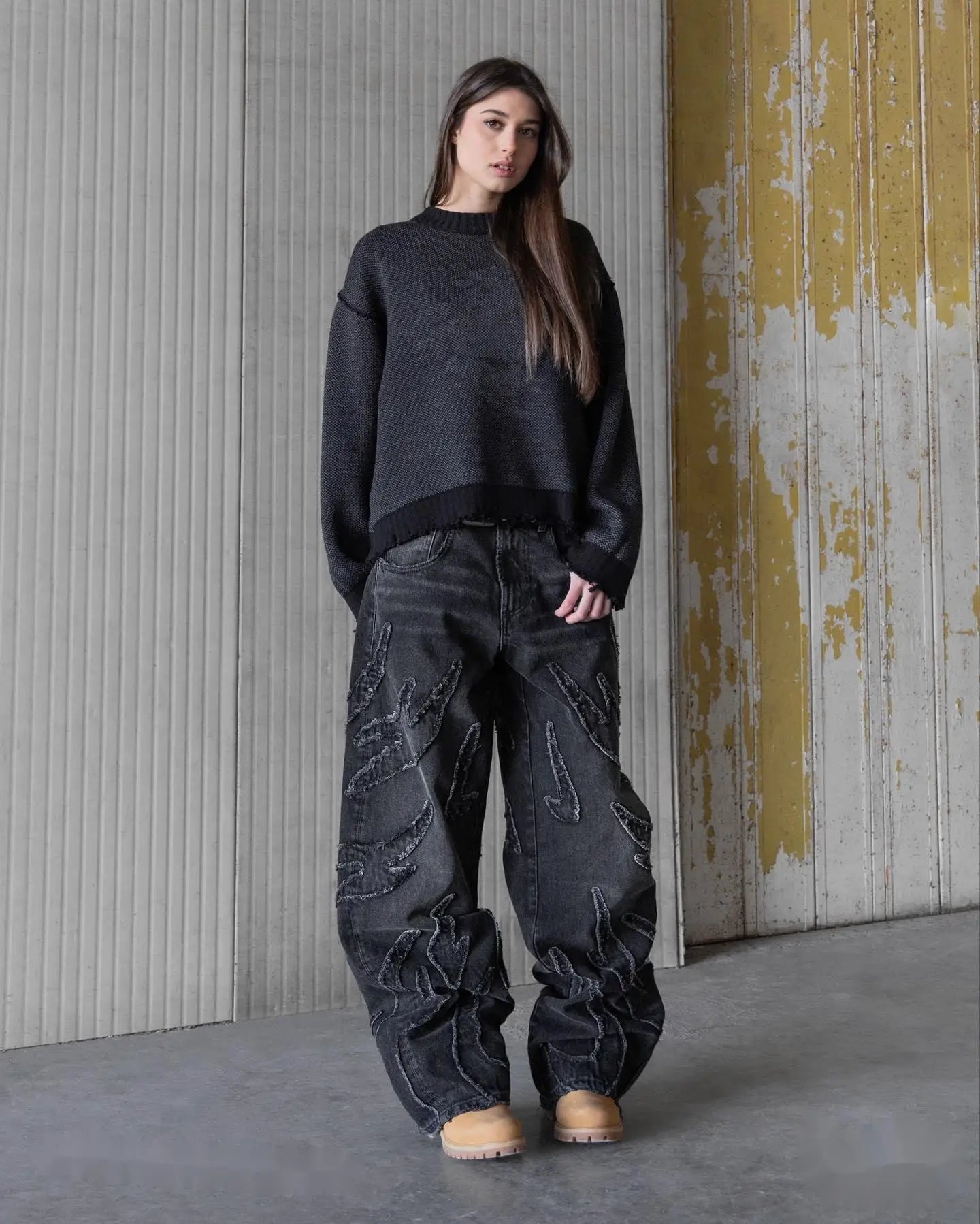 Retro Patchwork High Waist Jeans