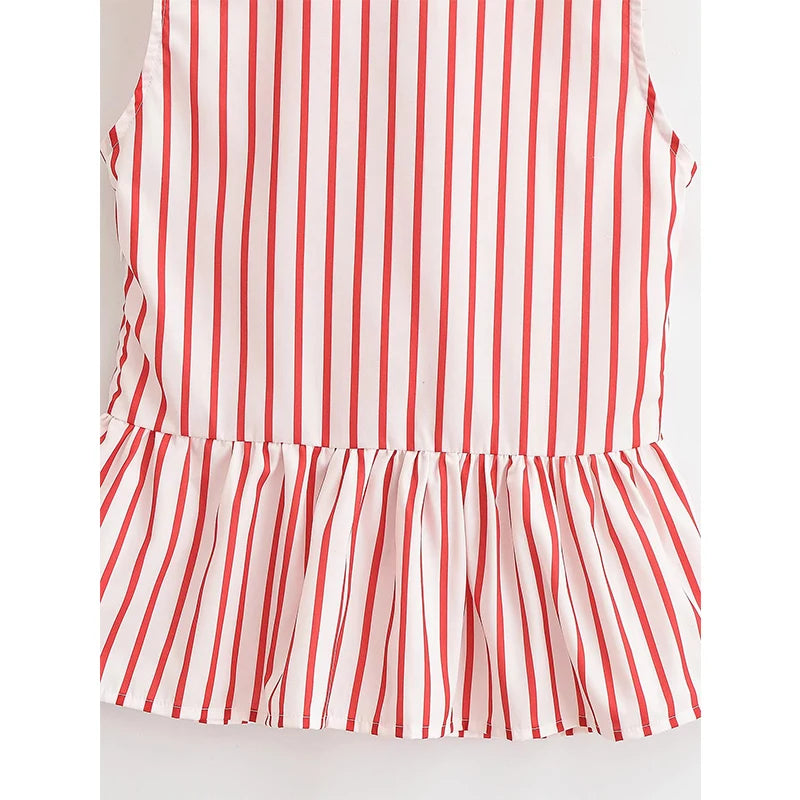 Women's Vertical Striped Sleeveless Blouse