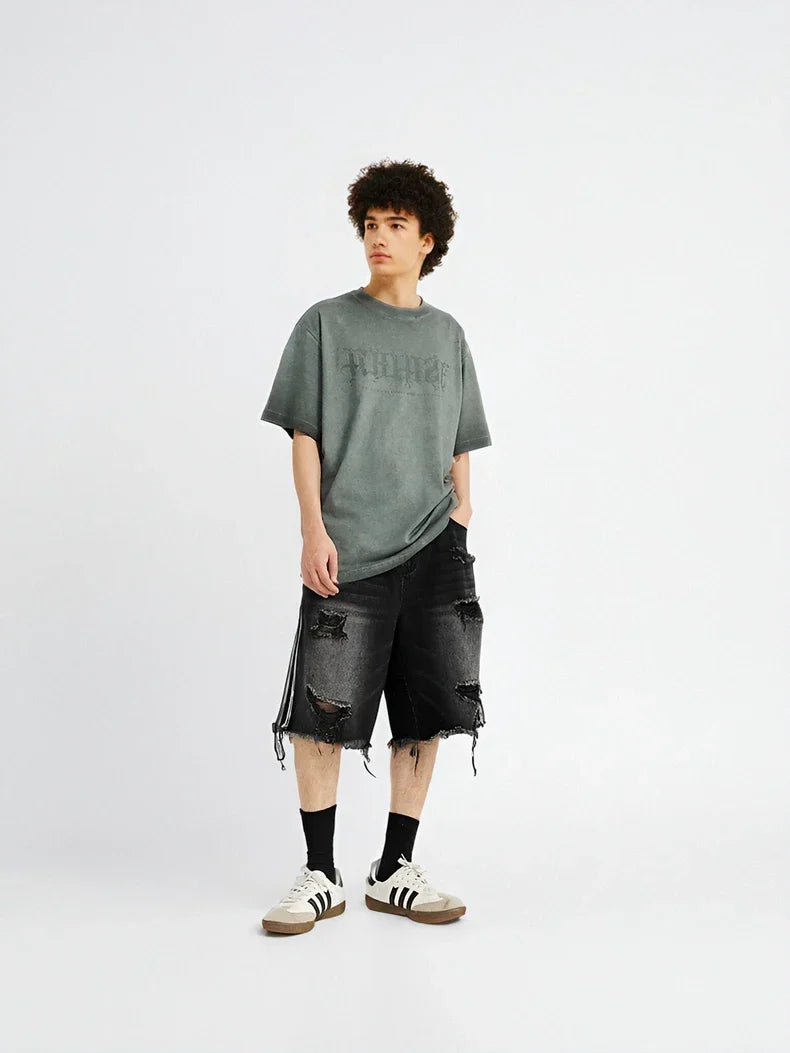 Trendy Ripped Patchwork Distressed Denim Jorts
