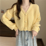 Soft Girl Solid Color Knitted Cardigan