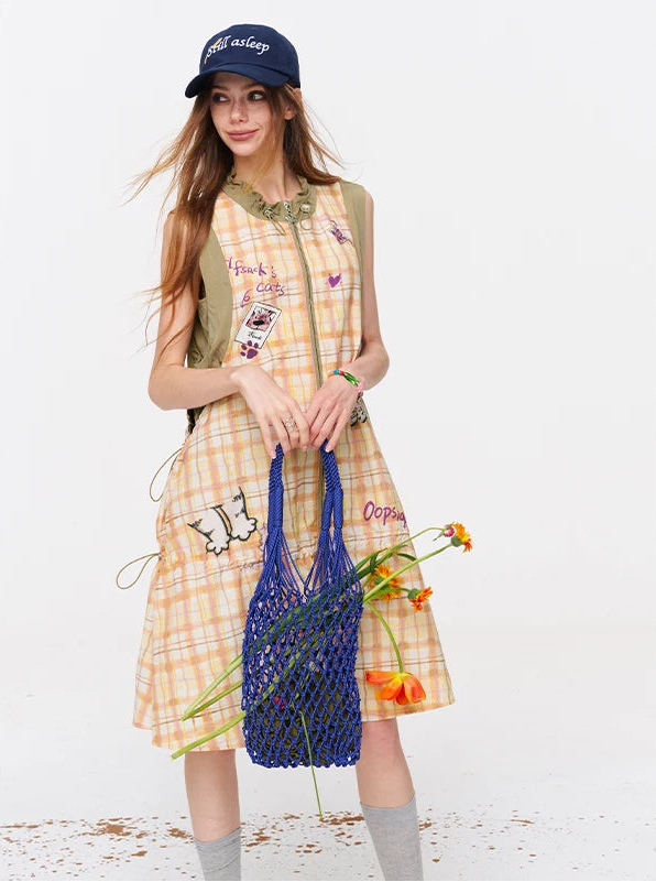 Women's Plaid Soft Core Midi Dress
