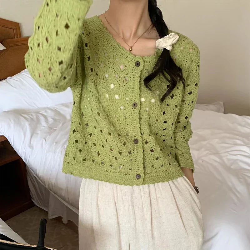 Crochet Openwork Hollow Out Cardigan