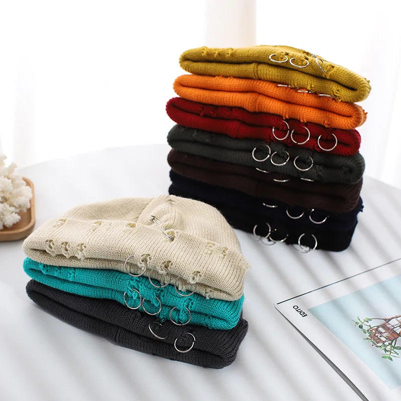 Knitted Grunge Distressed Beanies