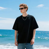 Black Minimalist Drop Shoulder Oversized T-Shirt
