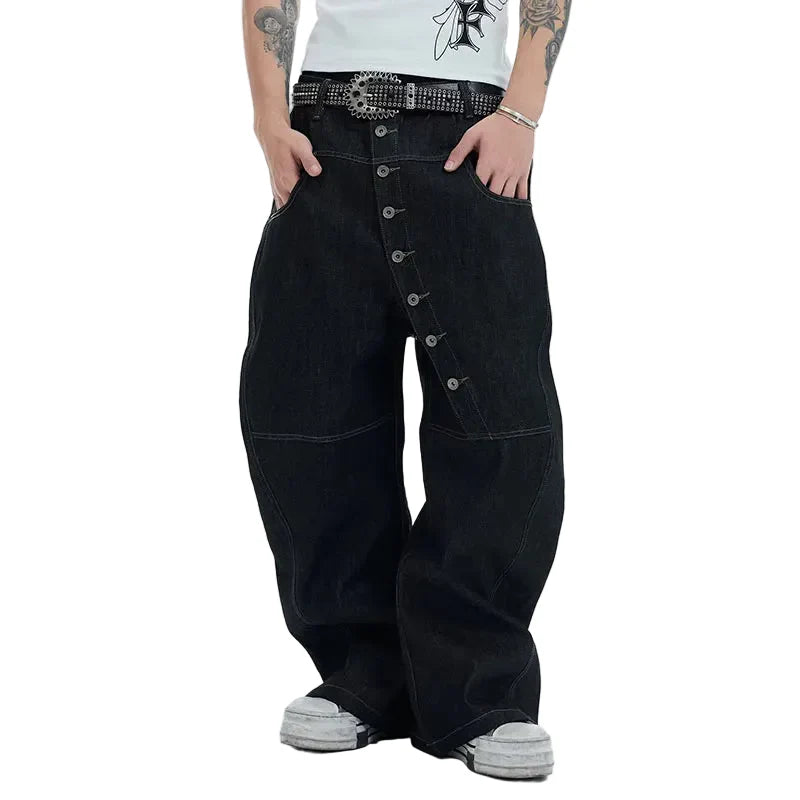 Korean Curved Buckle Jeans
