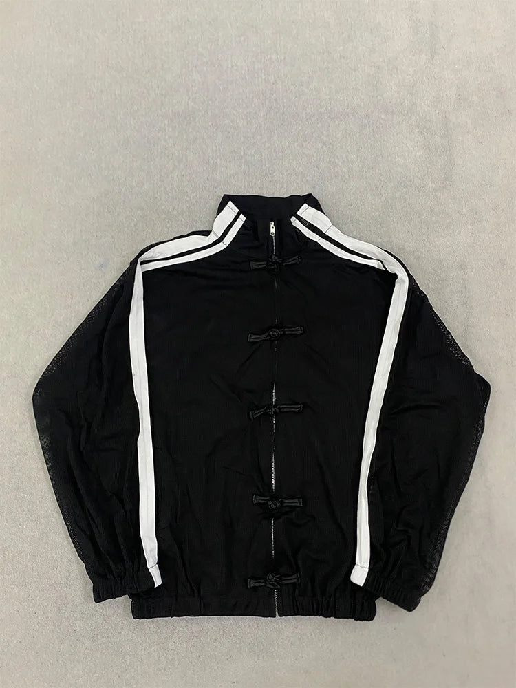 Trendy Sheer Mesh Track Sweatshirt
