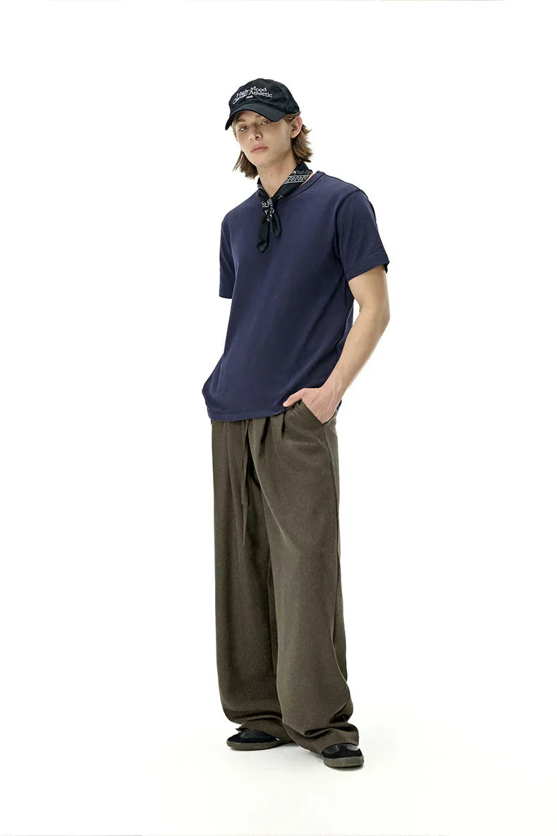 Drawstring Straight Leg Loose Fit Linen Pants
