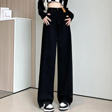 High Waist Vintage Blue Baggy Straight Jeans