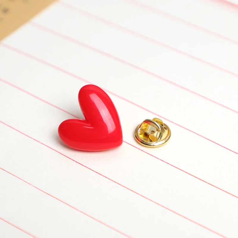 Women Cute Red Heart Brooches