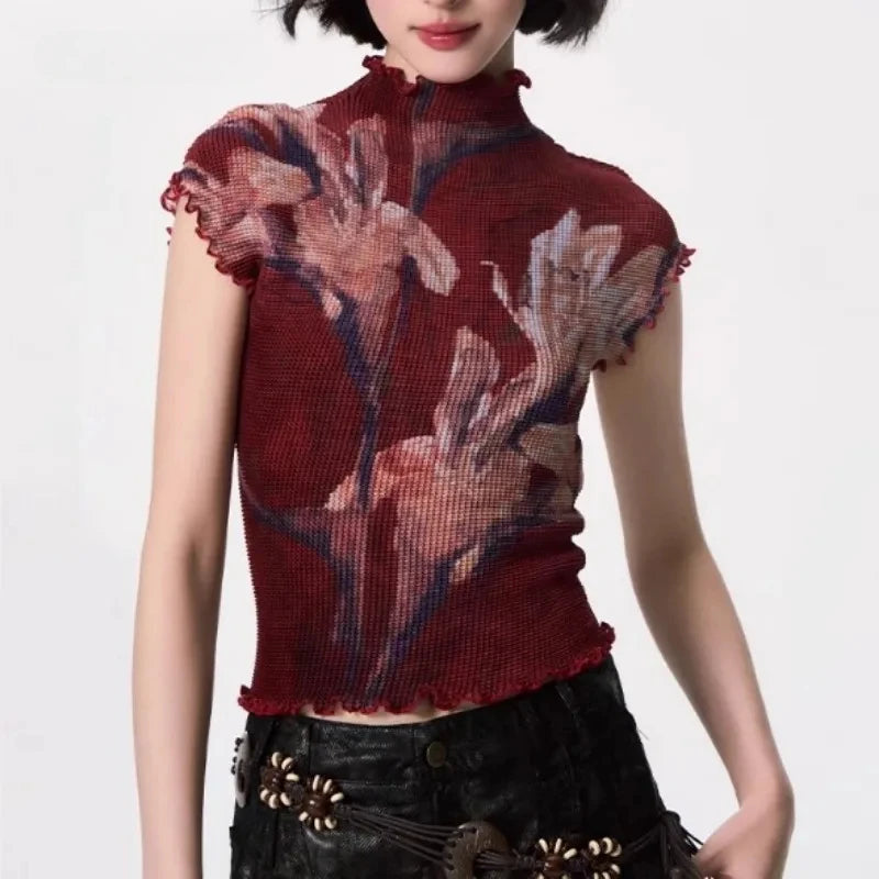 Y2K Slim Half Collar Top