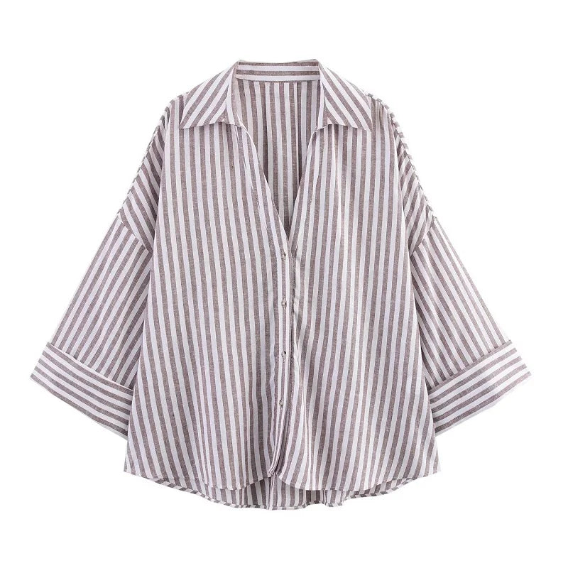 Striped Women's Loose Old Money Shirts