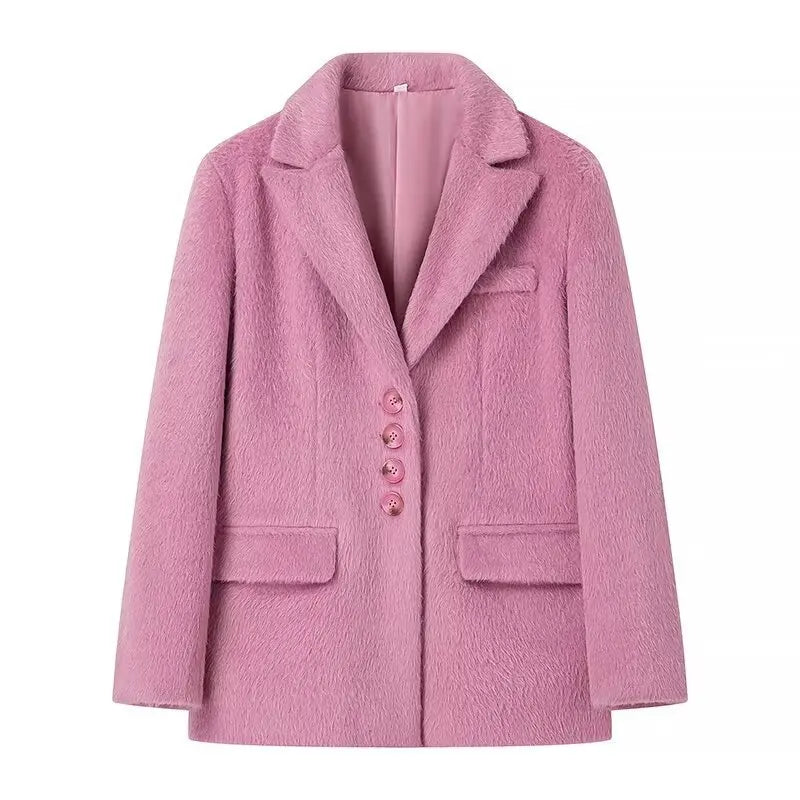 Women Warm Blazer Turn Down Collar