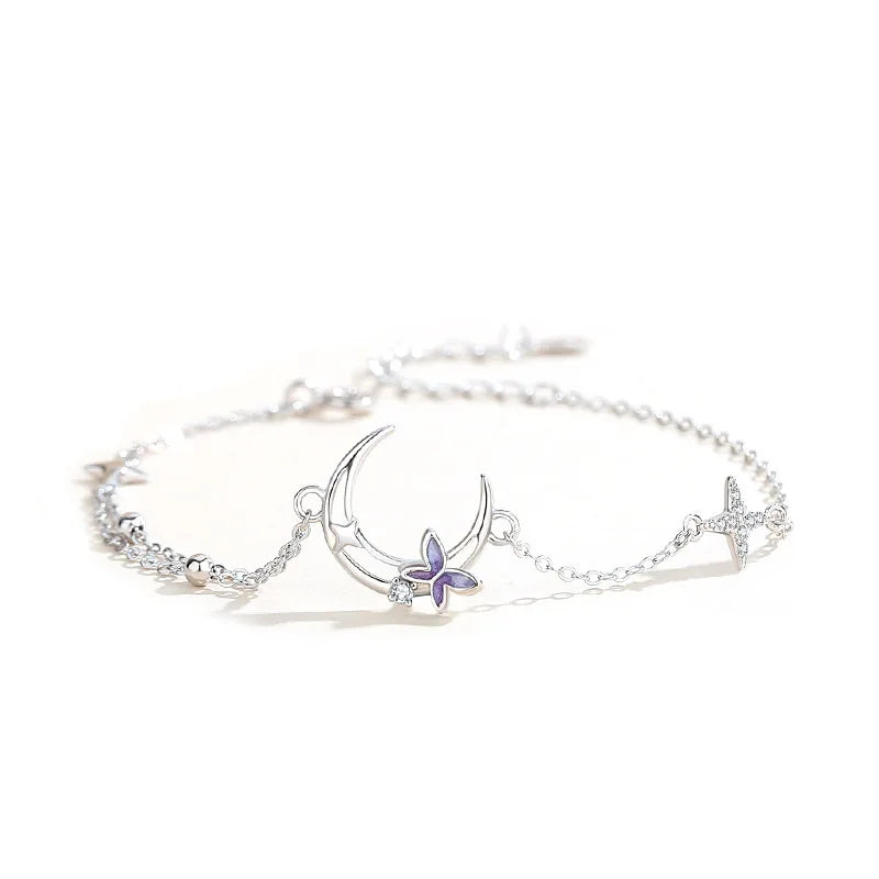 Pulsera Vintage Luna y Estrella de Plata Sterling