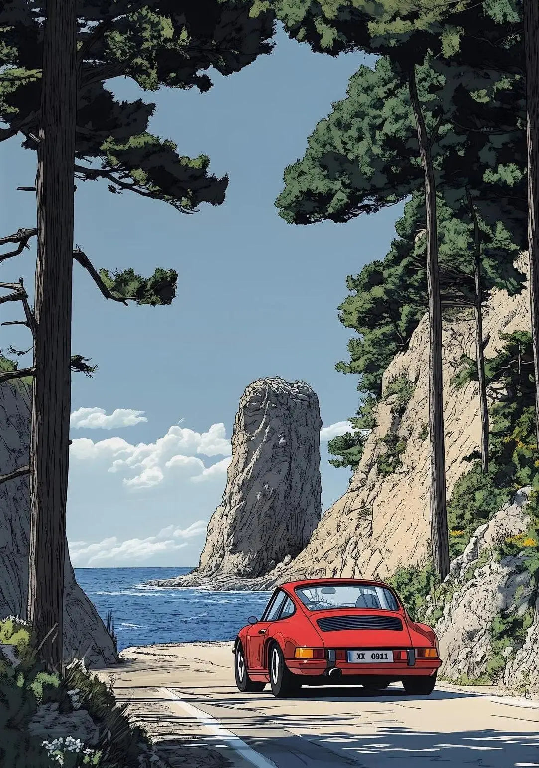 Classic Porsche 911 Alpine Drive Poster