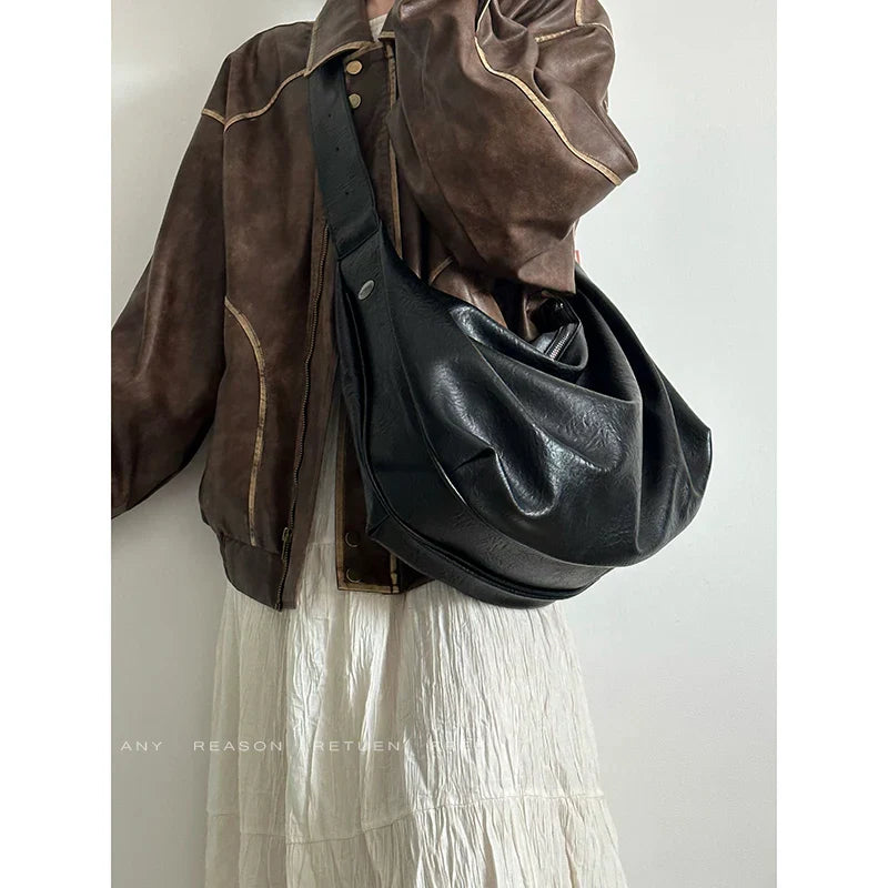Casual Leather Dumpling Shoulder Bag