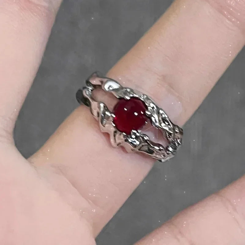 Y2K Crystal Red Rings