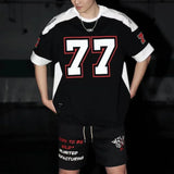 American Sports Patchwork Casual T-Shirt