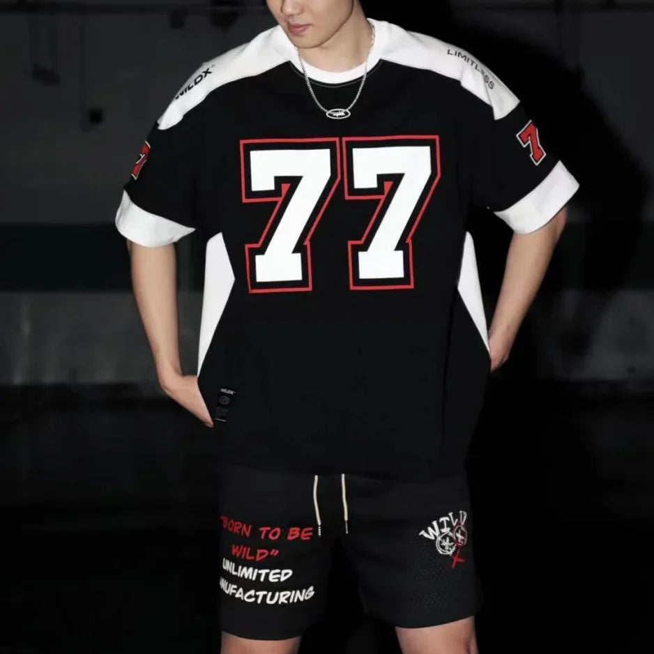 American Sports Patchwork Casual T-Shirt