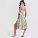 Vintage Floral Pattern Midi Dress