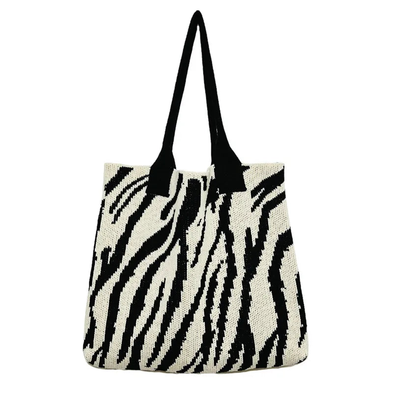 Bolso de ganchillo con estampado de cebra vintage