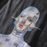 Vintage Robot Graphic Black Oversized T-Shirt