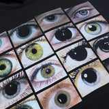 Vintage Eyes Print Black Washed Hoodie